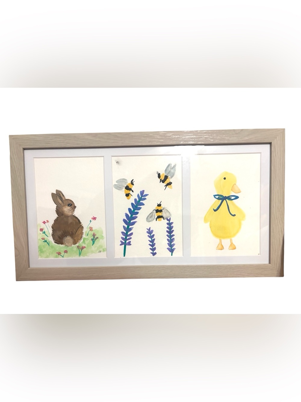 Nursery Watercolor Paintings Framed Bunny Bees Duckling